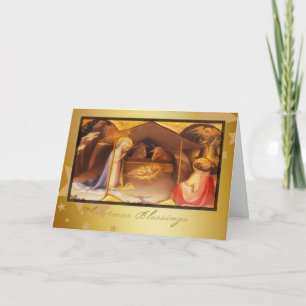 Tarjeta Festiva navidades bendiciones, carta de Navidades cristian