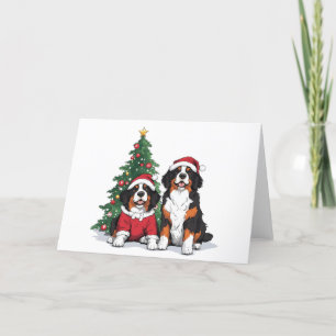 Tarjeta Festiva Navidades Bernese Mountain Dogs