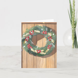 Tarjeta Festiva Navidades Berry Wreath   Melaza Rustica Merry