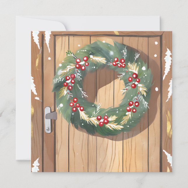 Tarjeta Festiva Navidades Berry Wreath | Melaza Rustica Merry (Anverso)