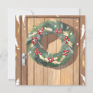 Tarjeta Festiva Navidades Berry Wreath   Melaza Rustica Merry