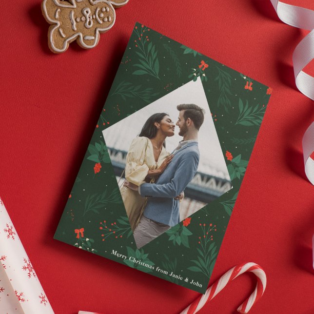 Tarjeta Festiva Navidades besan a Mistletoe Romántico foto Diamant (Subido por el creador)