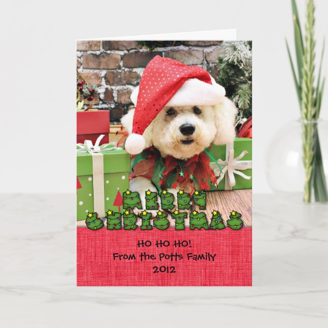 Tarjeta Festiva Navidades - Bichon Frise - Daisy (Anverso)