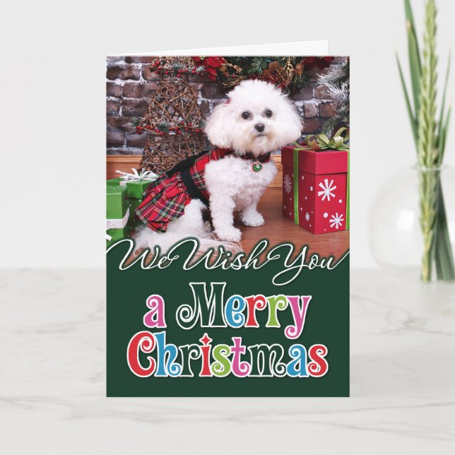 Tarjeta Festiva Navidades - Bichon Frise - Mia (Anverso)