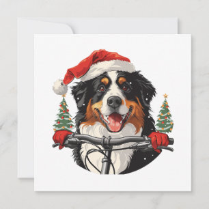 Tarjeta Festiva Navidades Bicicleta de perro de montaña Bernese
