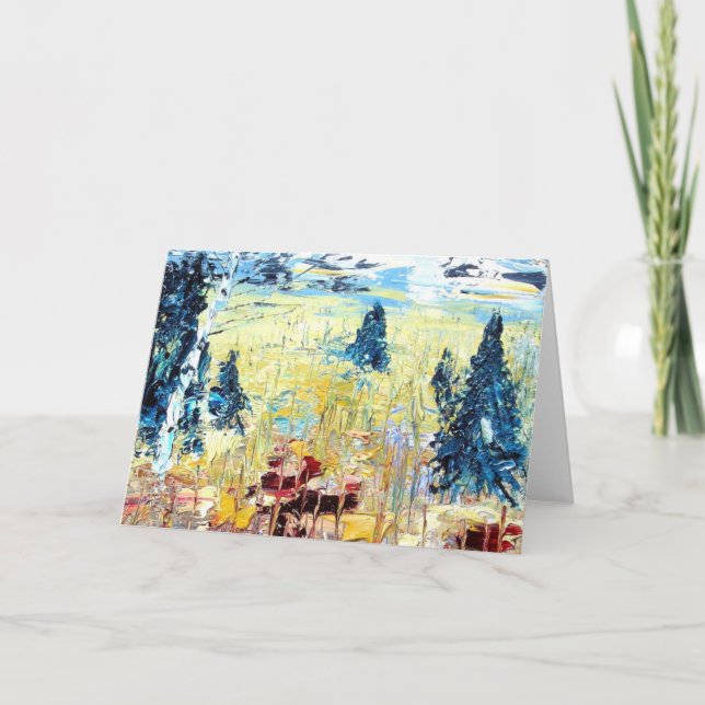 Tarjeta Festiva Navidades Birch Secular (Anverso)