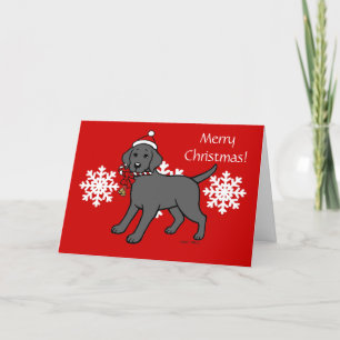 Tarjeta Festiva Navidades Black Labrador Puppy Candy Cane