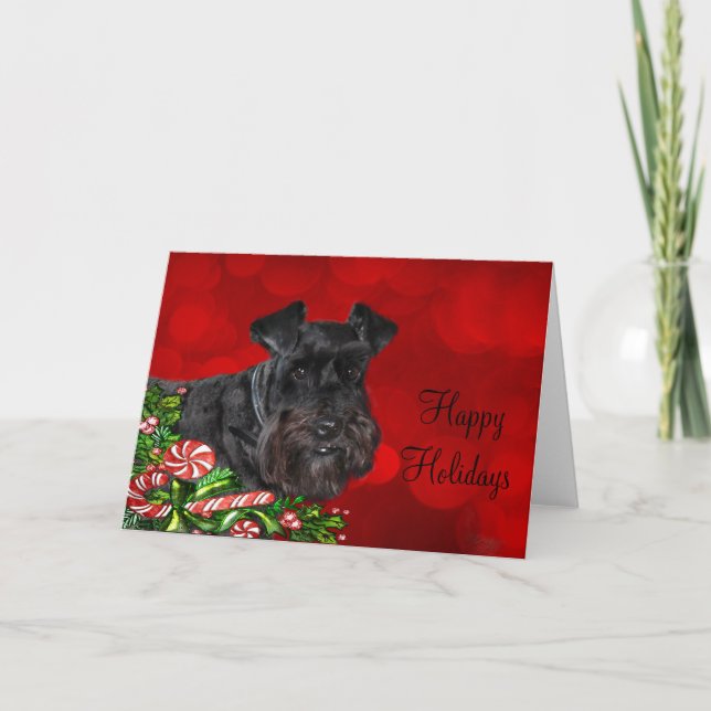 Tarjeta Festiva Navidades Black Schnauzer (Anverso)