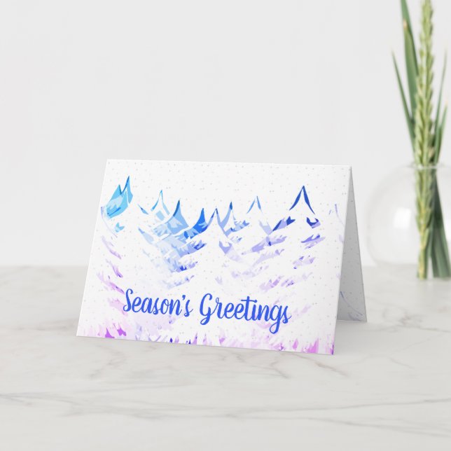 Tarjeta Festiva Navidades blancos de Aqua azul morado de árboles d (Anverso)