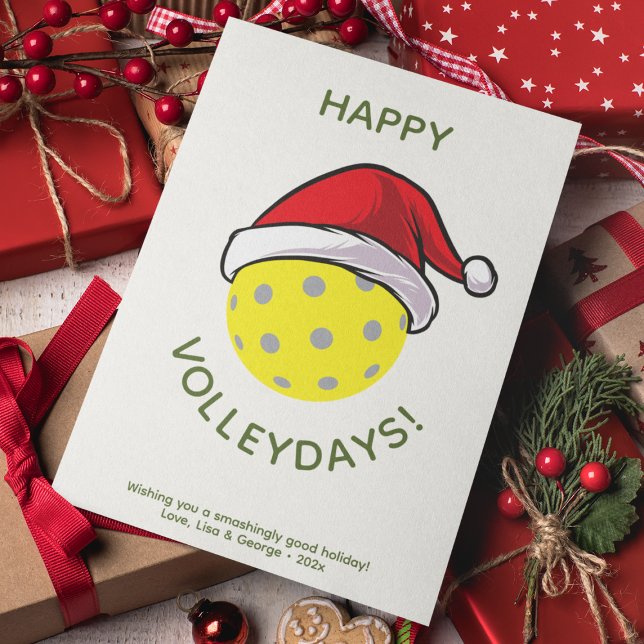 Tarjeta Festiva Navidades blancos de moda de Santa Cap Pickleball (Subido por el creador)