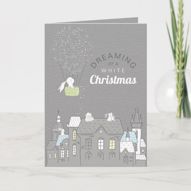 Tarjeta Festiva Navidades blancos del libro de cuentos mágicos (Anverso)