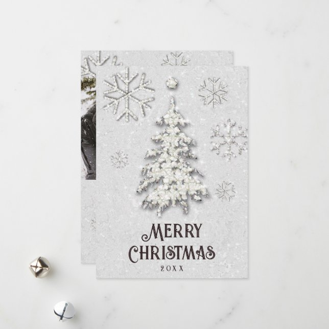 Tarjeta Festiva Navidades blancos Diamantes de imitación árbol ele (Anverso/Reverso In Situ)