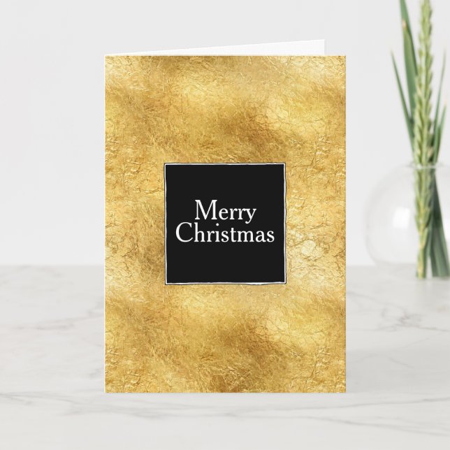 Tarjeta Festiva Navidades blancos dorados y negros (Anverso)