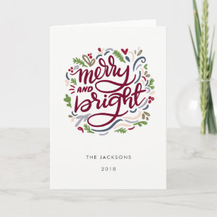 Tarjeta Festiva Navidades blancos en negrita con un guión flaco