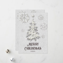 Tarjeta Festiva Navidades blancos esparcen árbol Purpurina dorado