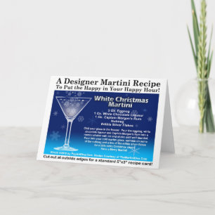 TARJETA FESTIVA NAVIDADES BLANCOS MARTINI COCKTAIL RECIPE CARD