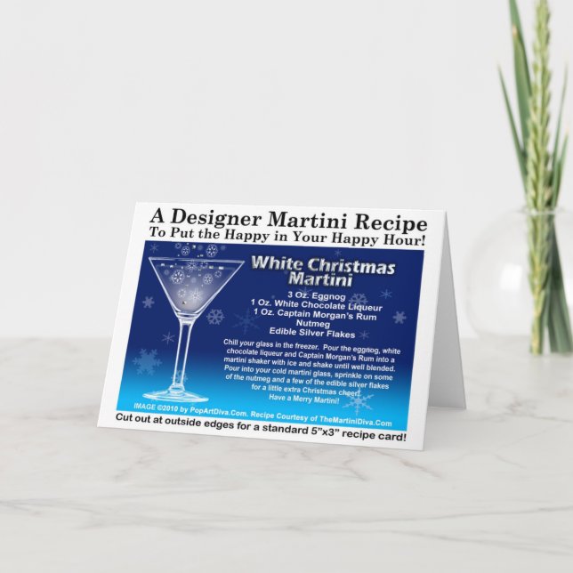 TARJETA FESTIVA NAVIDADES BLANCOS MARTINI COCKTAIL RECIPE CARD (Anverso)