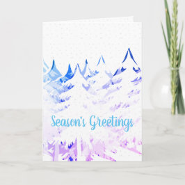 Tarjeta Festiva Navidades blancos morados de los árboles de la nie