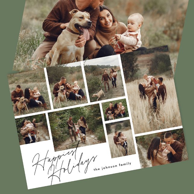 Tarjeta Festiva Navidades blancos negros modernos 9 foto más feliz (Subido por el creador)