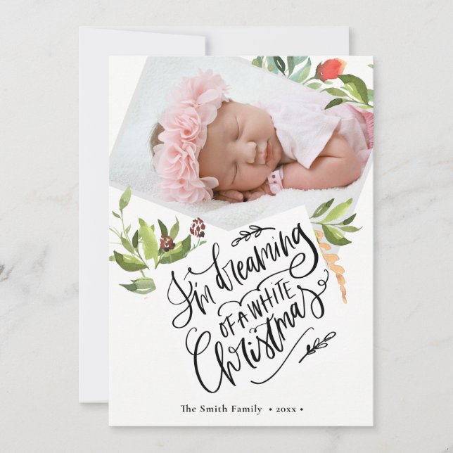 Tarjeta Festiva Navidades blancos | Plana de flotación acuarela (Anverso)