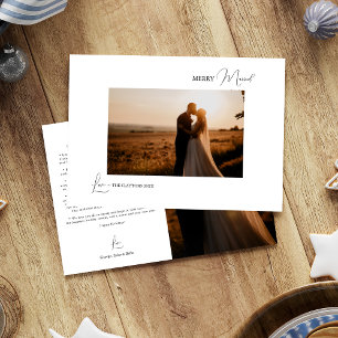 Tarjeta Festiva Navidades blancos, simples y modernos, con una fot