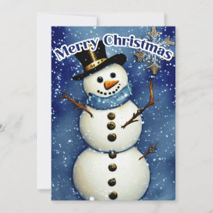 Tarjeta Festiva Navidades blancos Snowman