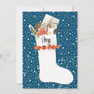 Tarjeta Festiva Navidades blancos Snowowden con alegría, editable