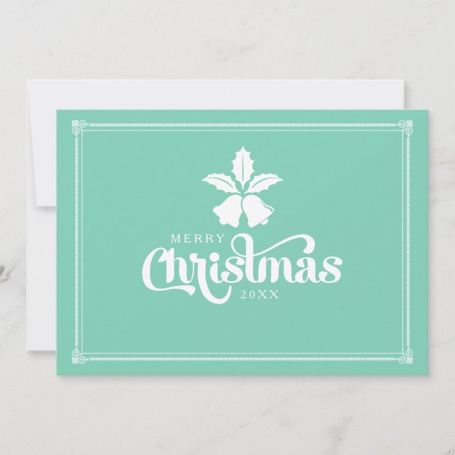 Tarjeta Festiva Navidades Blancos Y De Mint Bells Y Diseño De Text (Anverso)