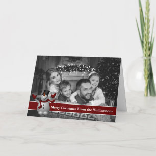 Tarjeta Festiva Navidades blancos y negros automáticos foto con ho