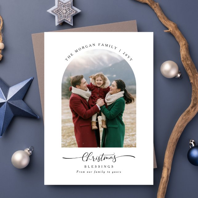 Tarjeta Festiva Navidades Blessing Arch Family Photo Holiday Card (Subido por el creador)