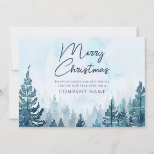Tarjeta Festiva Navidades Blue Pine Forest Logotipo de Negocio Cor