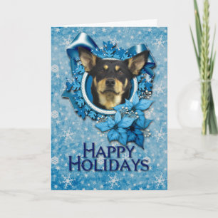 Tarjeta Festiva Navidades - Blue Snowflake - Kelpie australiano