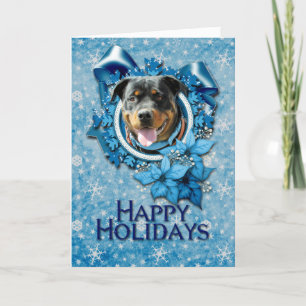 Tarjeta Festiva Navidades - Blue Snowflake - Rottweiler SambaParTi