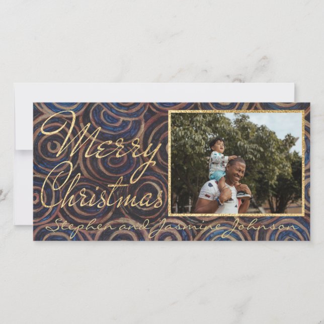 Tarjeta Festiva Navidades Blues y Golds (Anverso)