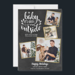 Tarjeta Festiva Navidades Boho Chalkboard 4 Collage de fotos<br><div class="desc">Un elegante diseño de vacaciones de collage de fotos boho 4 para que puedas personalizar con tus fotos favoritas enmarcadas en oro,  mensaje,  nombres y año en un fondo de pizarra. El reverso presenta copos de nieve cayendo sobre un fondo de pizarra coincidente. Diseñado por Thisisnotme©</div>