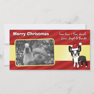 Tarjeta Festiva Navidades Boston Terrier