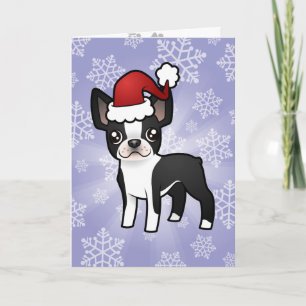 Tarjeta Festiva Navidades Boston Terrier
