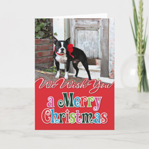 Tarjeta Festiva Navidades - Boston Terrier - Miles