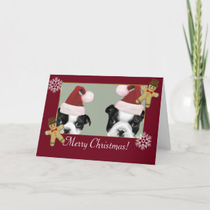 Tarjeta Festiva Navidades Boston Terriers