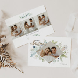 Tarjeta Festiva Navidades botánicos acuarelas 4 Foto