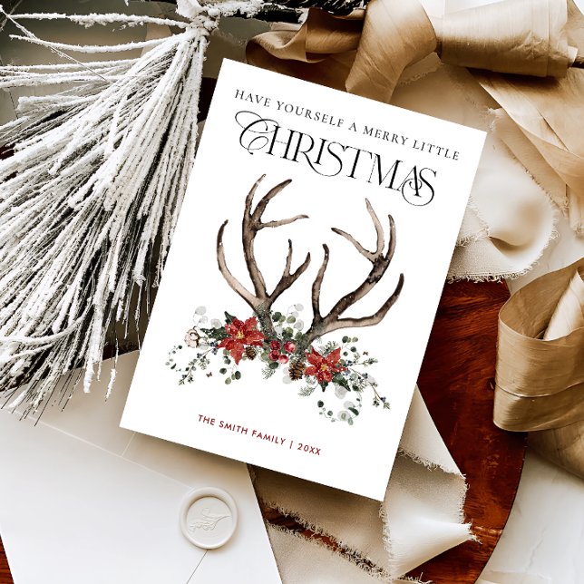 Tarjeta Festiva Navidades Botánicos De Acuarela Con Escalera (Subido por el creador)