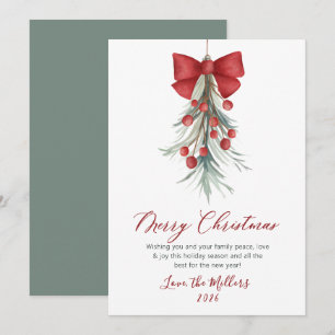 Tarjeta Festiva Navidades botánicos de acuarela con guión elegante