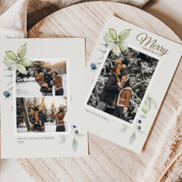 Tarjeta Festiva Navidades botánicos de Boho Winter Watercolor