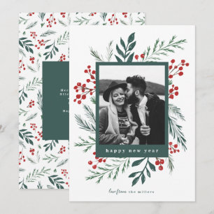 Tarjeta Festiva Navidades botánicos de invierno Foto Año Nuevo Ver