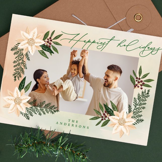 Tarjeta Festiva navidades botánicos de navidades modernos Foto (Subido por el creador)