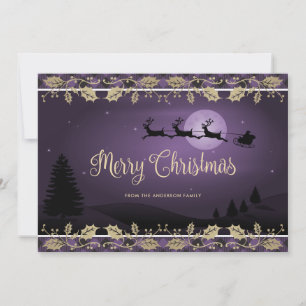 Tarjeta Festiva Navidades Botánicos de Raza Púrpura