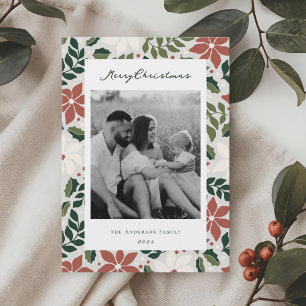 Tarjeta Festiva Navidades Botánicos Foto De Dos Partes De Familia