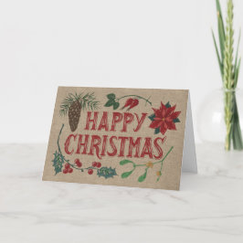 Tarjeta Festiva Navidades botánicos tradicionales