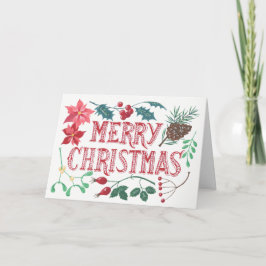 Tarjeta Festiva Navidades botánicos tradicionales