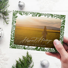 Tarjeta Festiva Navidades botánicos verdes fotografian la foto más